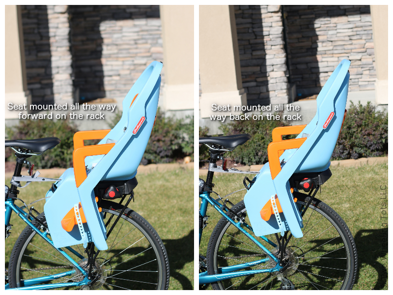 two images of the blue polisport guppy child bike seat