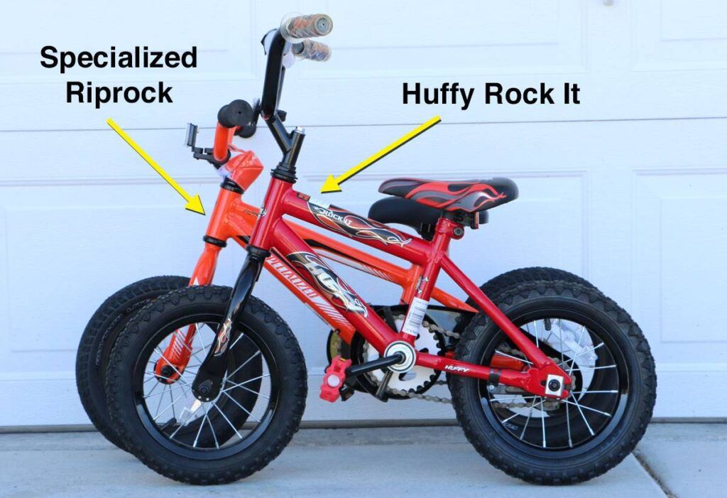 image comparing the geometry of the specialized riprock with the huffy rock it