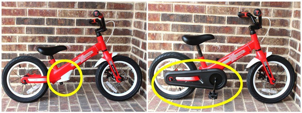 Smart Trike XTend balance bike with pedals. Shown as a balance bike, then as a small pedal bike.