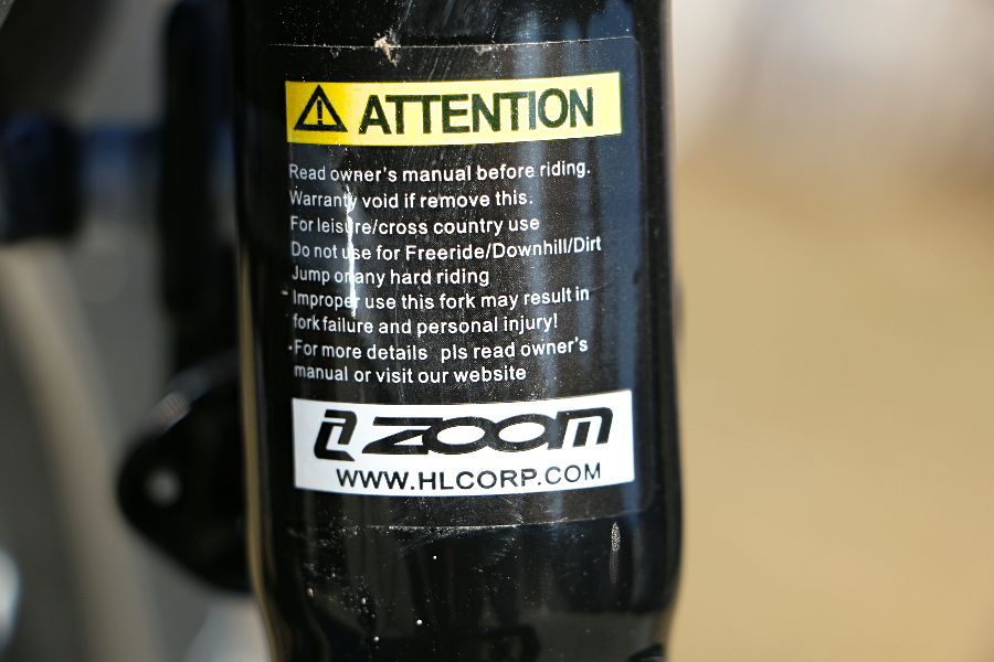 sticker warning on the trek precaliber 24 stating that the fork is to be used for casual use