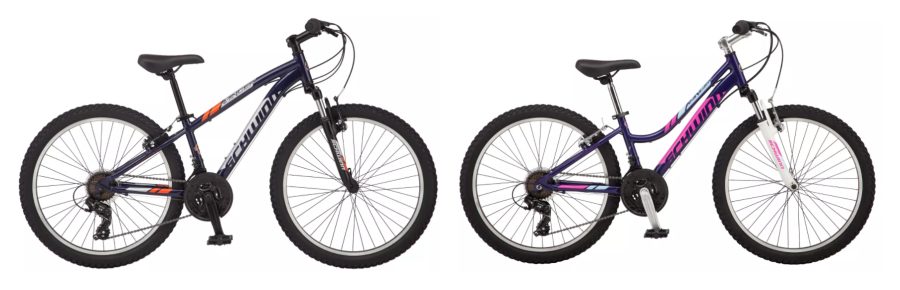 side by side comparison of the schwinn ranger boys mountain bike and the schwinn ranger girls mountain bike