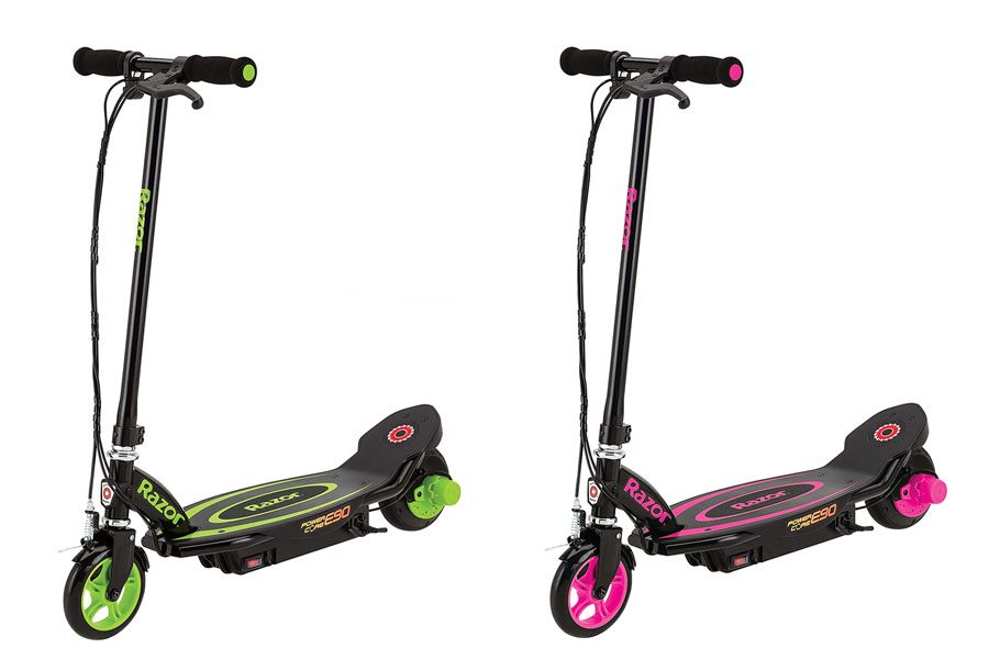 Razor Power Core E90 儿童电动滑板车，绿色和粉色