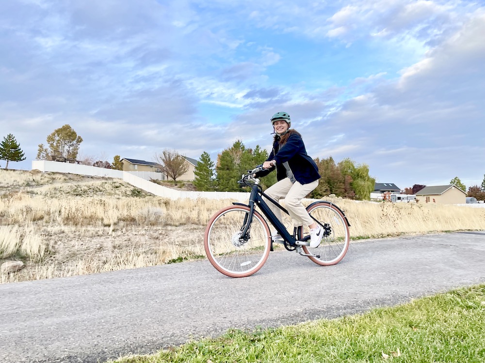 riding the eclassic plus bike along a bike path