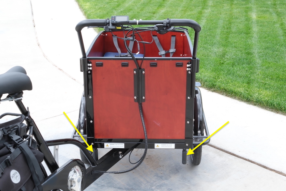 image pointing out the stoppers on the Bunch Bike that limit the steering