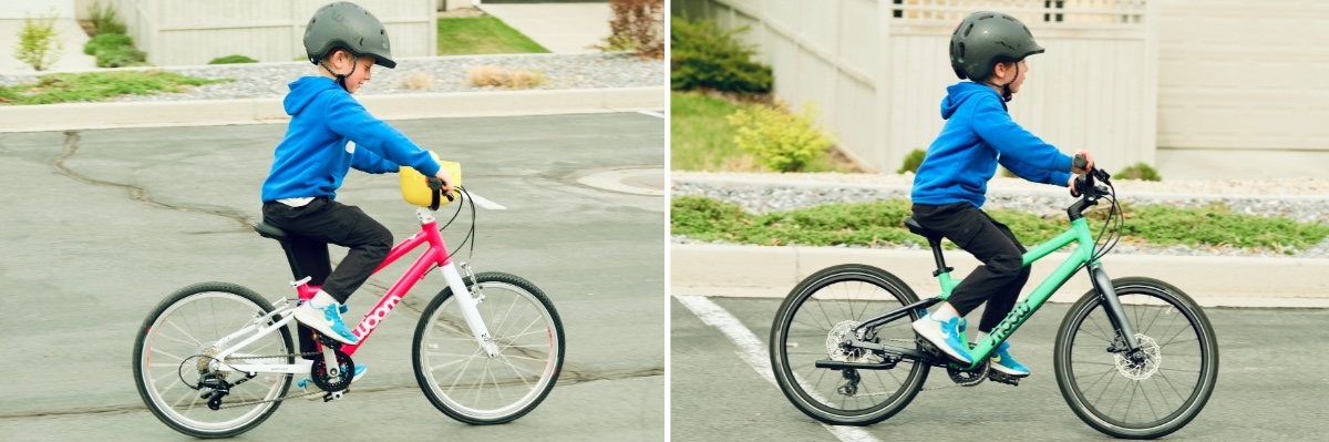 same 6 yo rider on the woom go 5 and woom explore 4