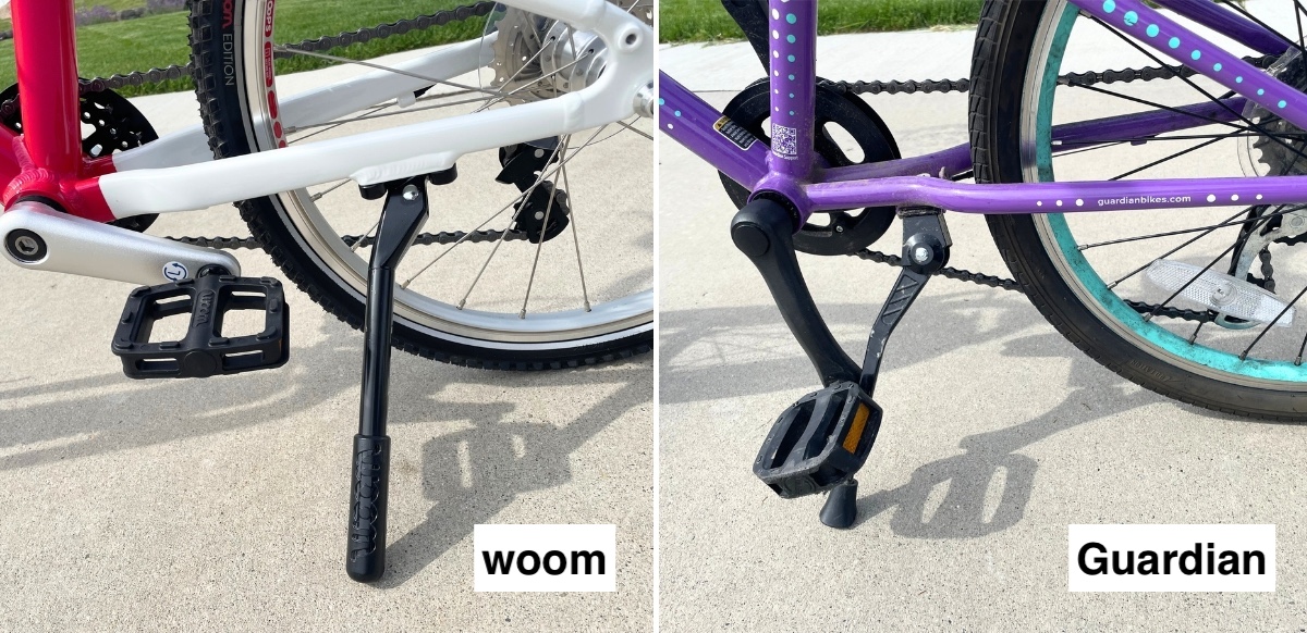 woom rear placed kickstand versus guardian standard
