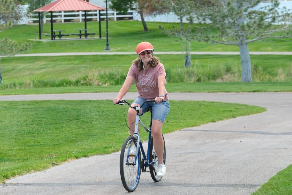 women riding a guardian adult bike in size large