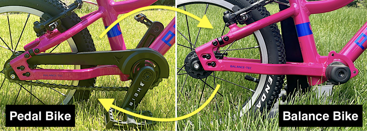 prevelo alpha one as a pedal bike and a balance bike