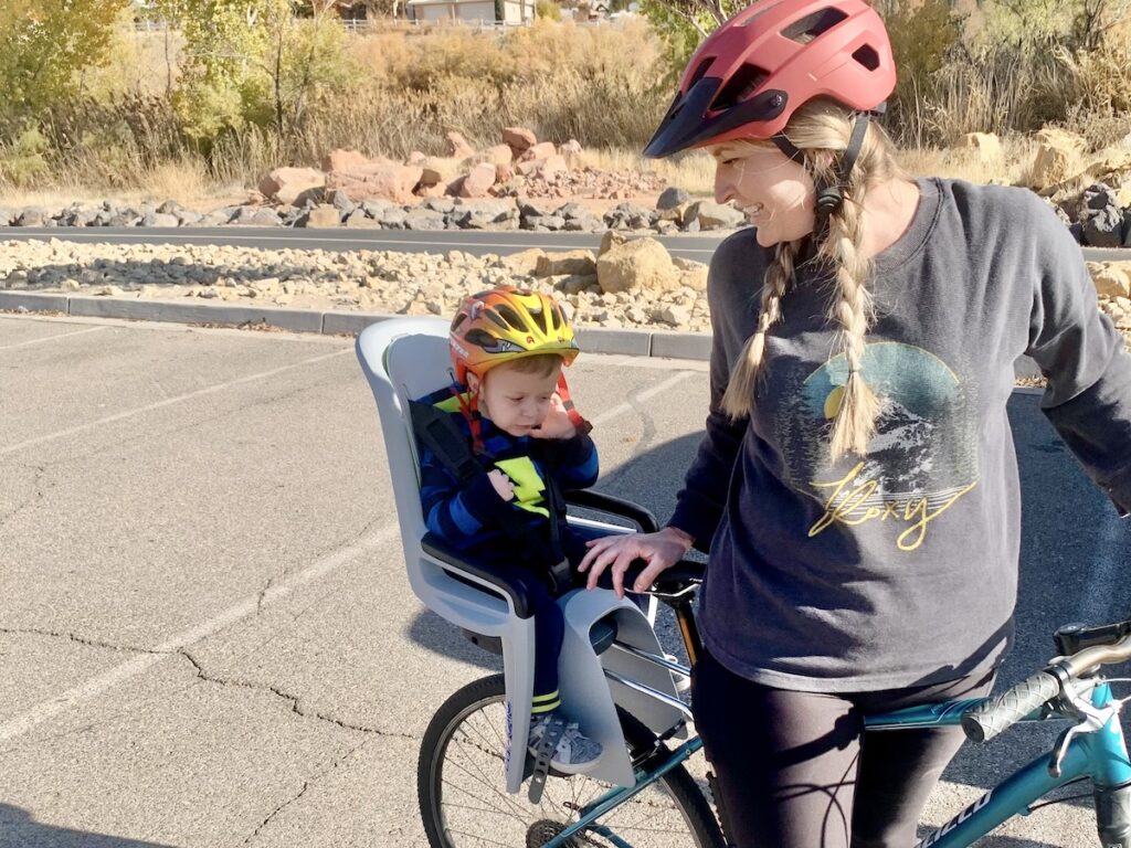thule ridealong 2 mom and son