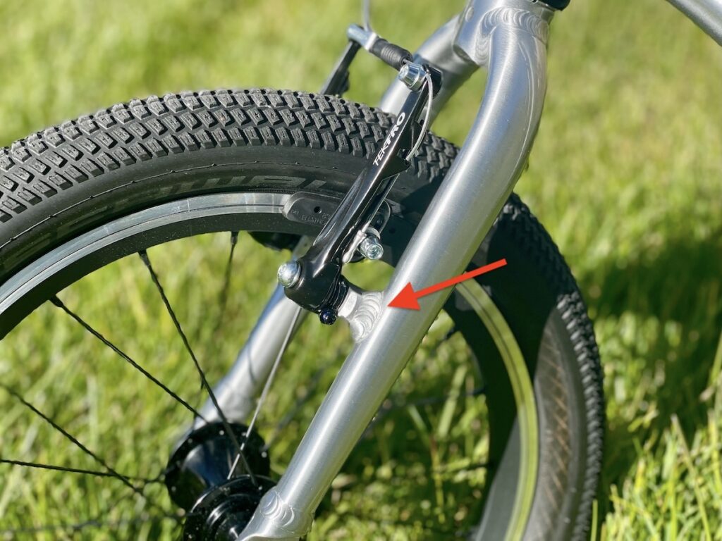 weld on a 16” bikes fork for v-brake mount